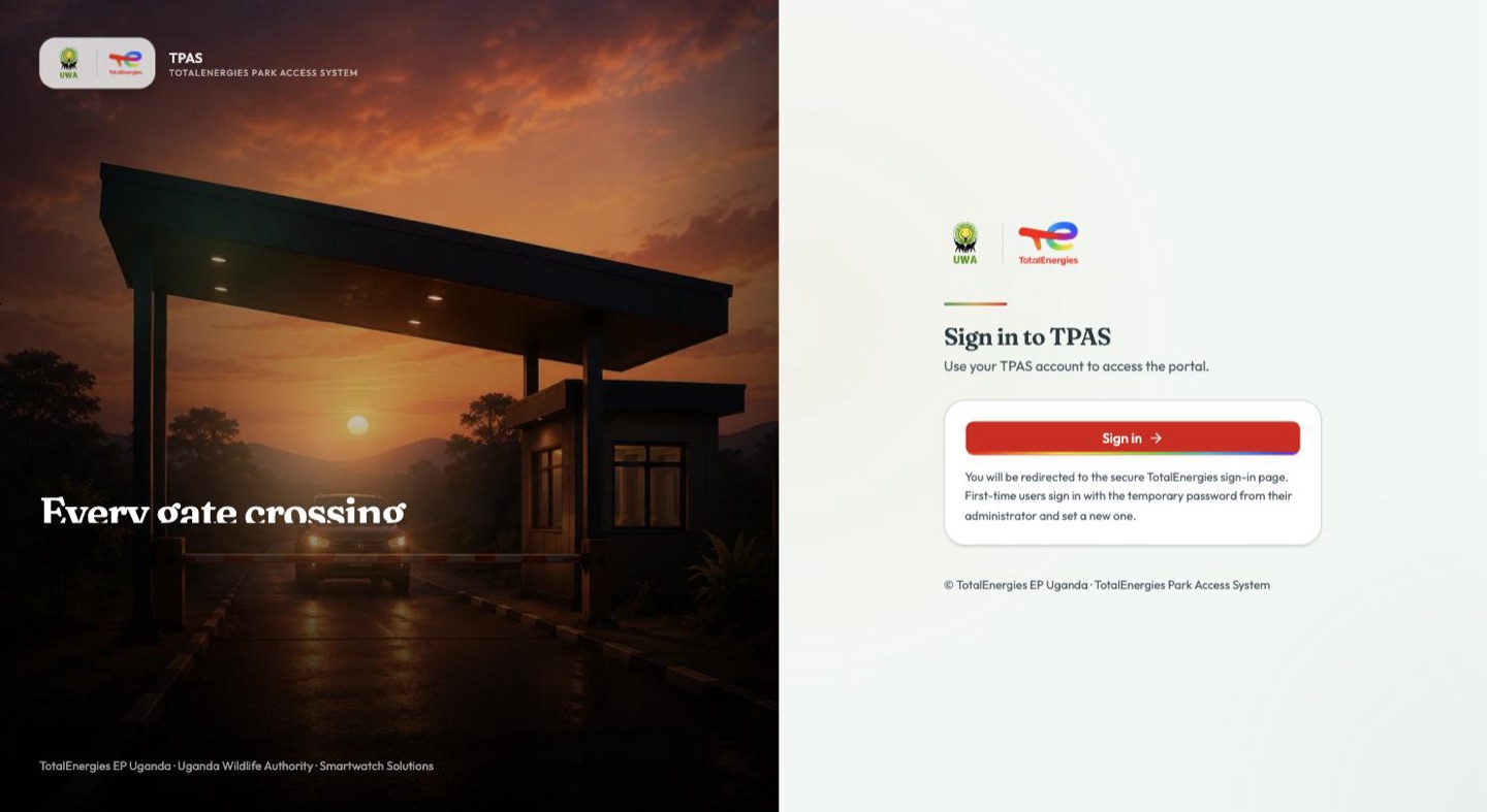 TPAS sign-in page