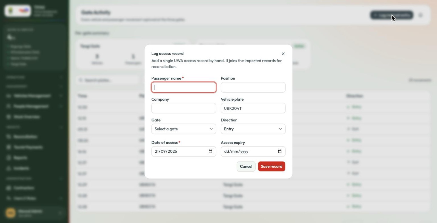 Log access record