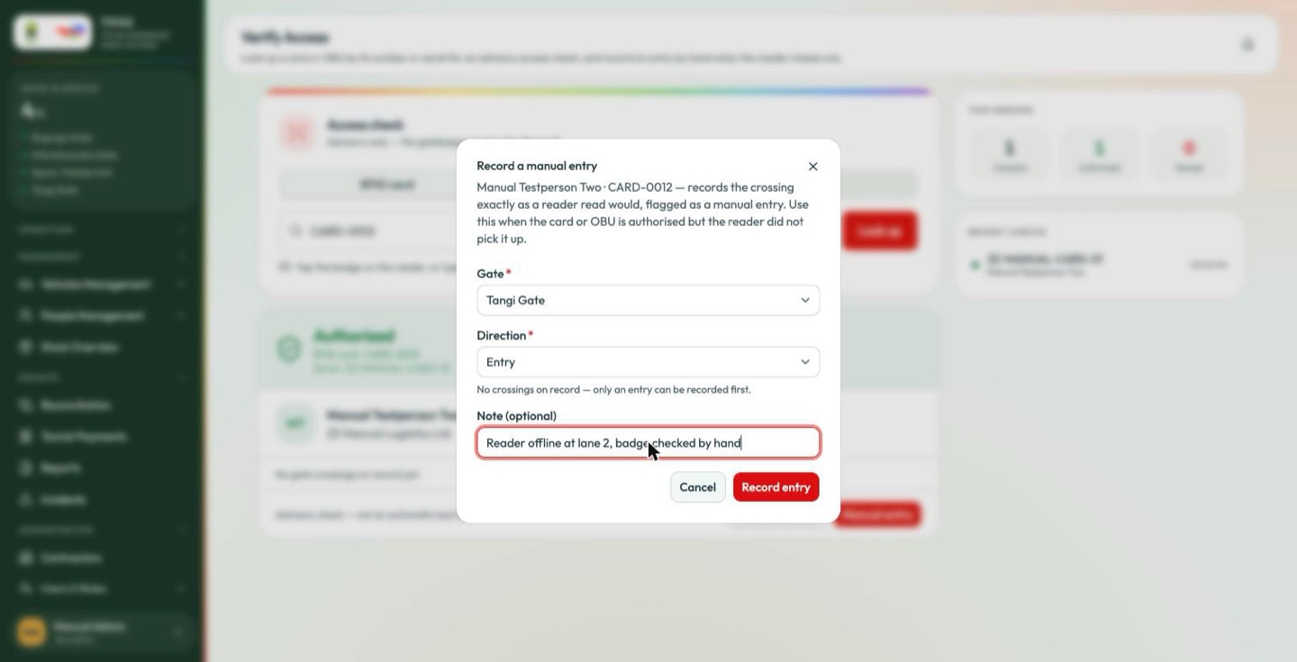 Record a manual entry