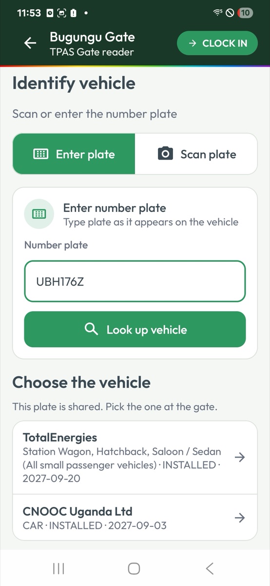 Choose the vehicle, for a plate two contractors share
