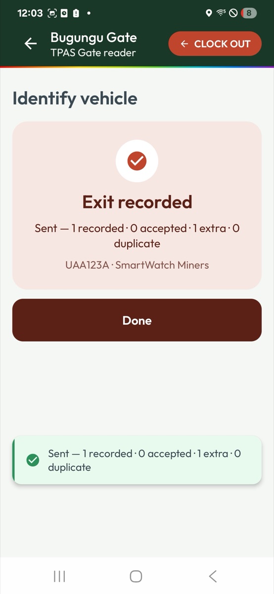 Exit recorded