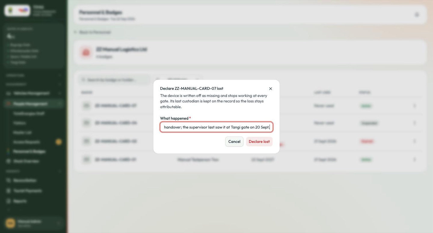 Declaring a device lost